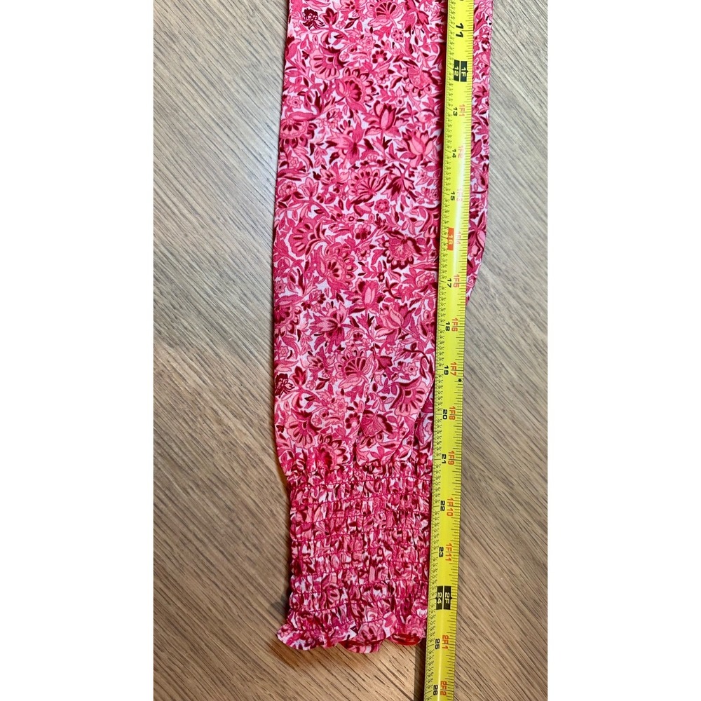 Michael Michael Kors Pink Floral Smocked Waist Dress Womens Medium Boho - Picture 14 of 15